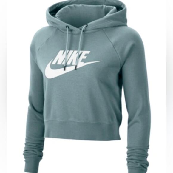 Nike Womens Essential Cropped Hoodie in Ocean Large - Picture 1 of 8